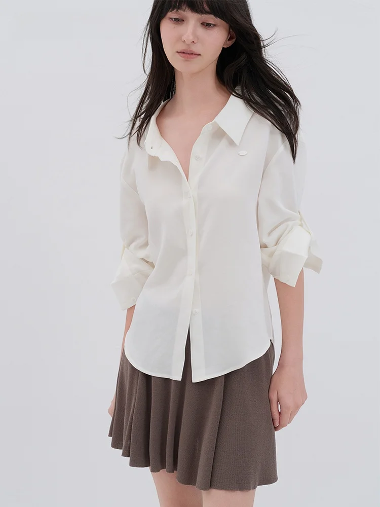 

Женская рубашка Moonmoi Silken Lenzing из шерсти свободного кроя, простая, белая, с длинными рукавами, дышащая, удобная, модная