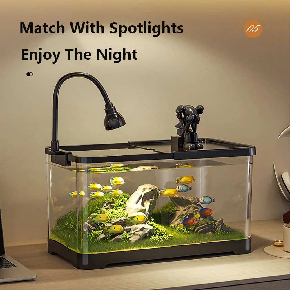 4K HD Aquarium High Quality Transparent Fish Tank Landscaping Box Office Decoration With Water Plant Lamp Ecological Fish Tank