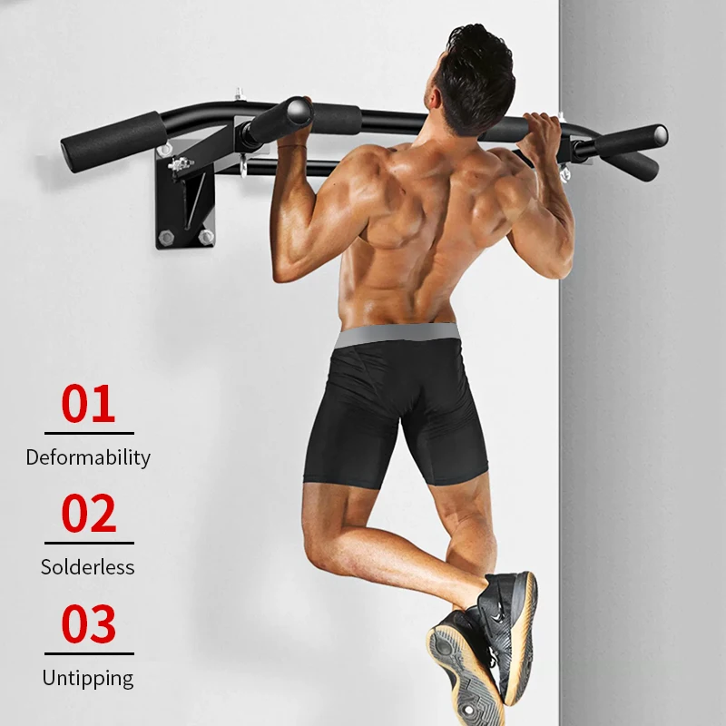 Wall-Mounted Pull-Up Bar-Drill Installation, Home Gym Equipment for Indoor Fitness, Chin-Up Bar for Strength Training （Black、）