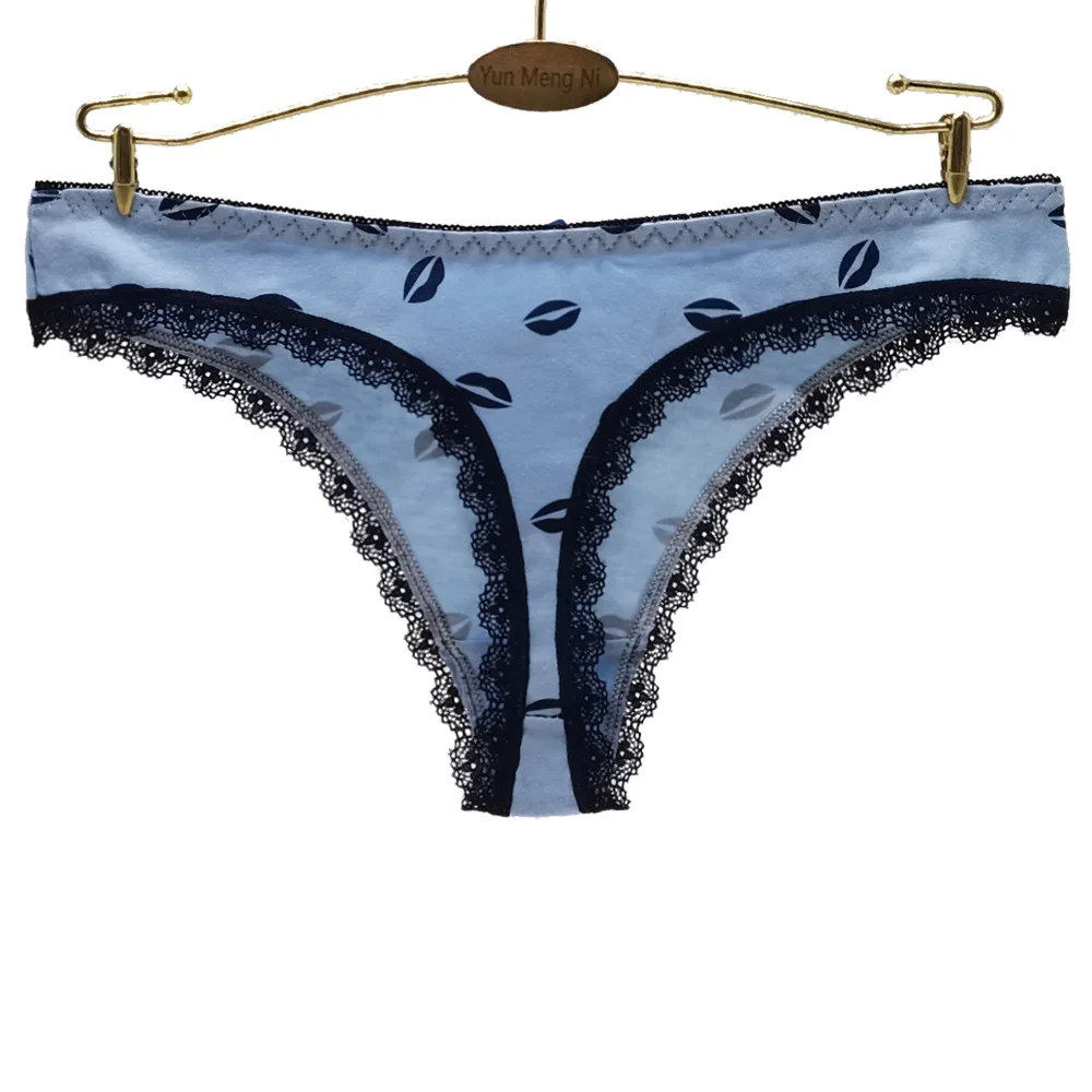 Bragas de Tanga de algodón para Mujer, ropa interior Sexy, lencería femenina, bragas estampadas, lote de 5 unidades