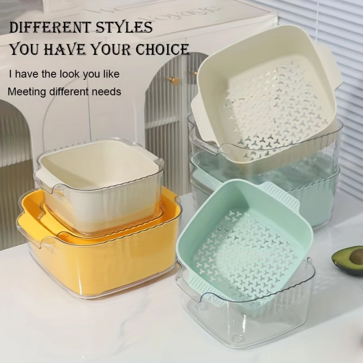 

Kitchen Colander & Washing Basin - Multifunctional Double-Layer Drain Basket For Fruits And Vegetables, Durable Plastic