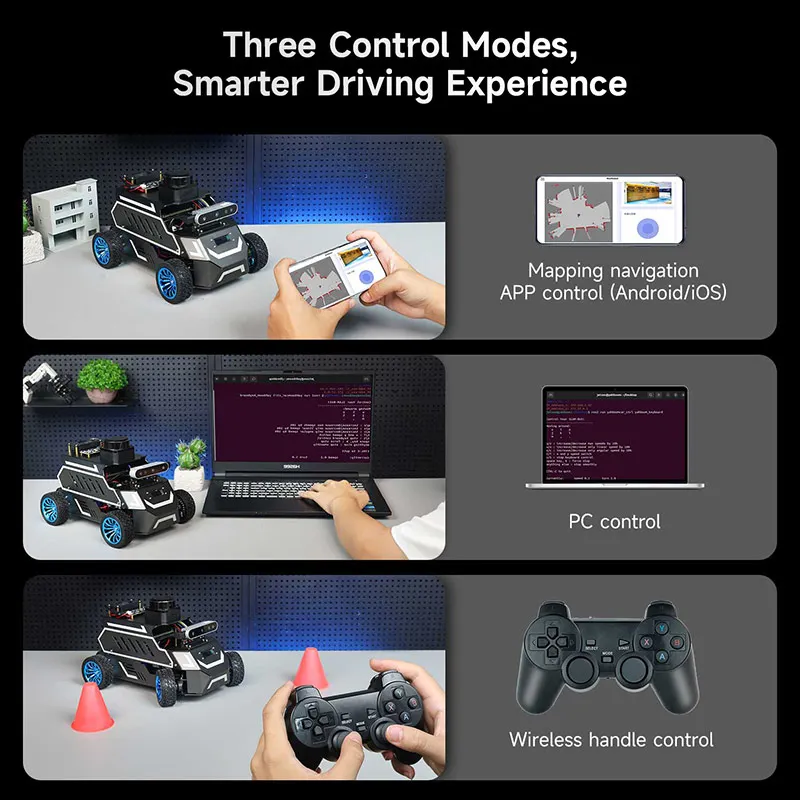 A1 ROS2 مدمج مع محرك معدني عزم دوران عالي 520 يدعم رسم الخرائط المبعودة للملاحة لـ Raspberry Pi 5 8GB #4