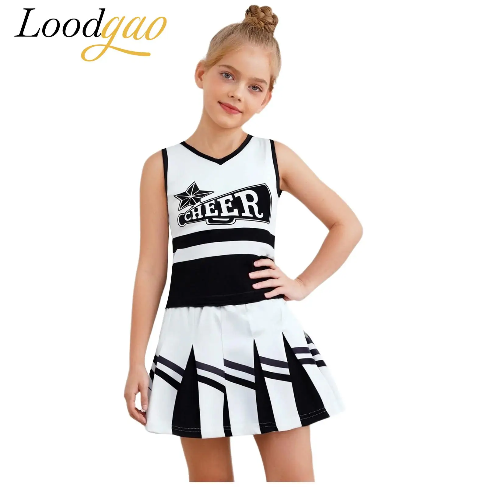 

Kids Girls Cosplay Cheerleading Uniform Halloween Cheering Team Cheer Dance Costumes Cheer Leader Costume Kids Cheerlead Outfit