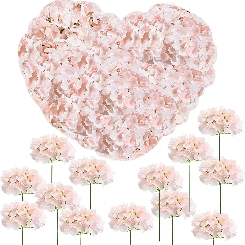 NONE 100 Stück künstliche Hortensien aus Seide, Hortensien-Blumenköpfe mit Stielen, gefälschter Hortensienstrauß für Hochzeit, DIY-Blumendekoration 5
