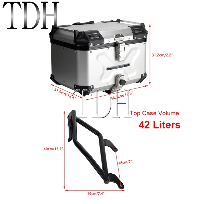 Motorcycle Top Box Luggage Trunk Suitcases Top Case w/ Mounting Bracket For Harley Softail Fat Bob 114 FXFBS 18-25 Fat Bob FXFB