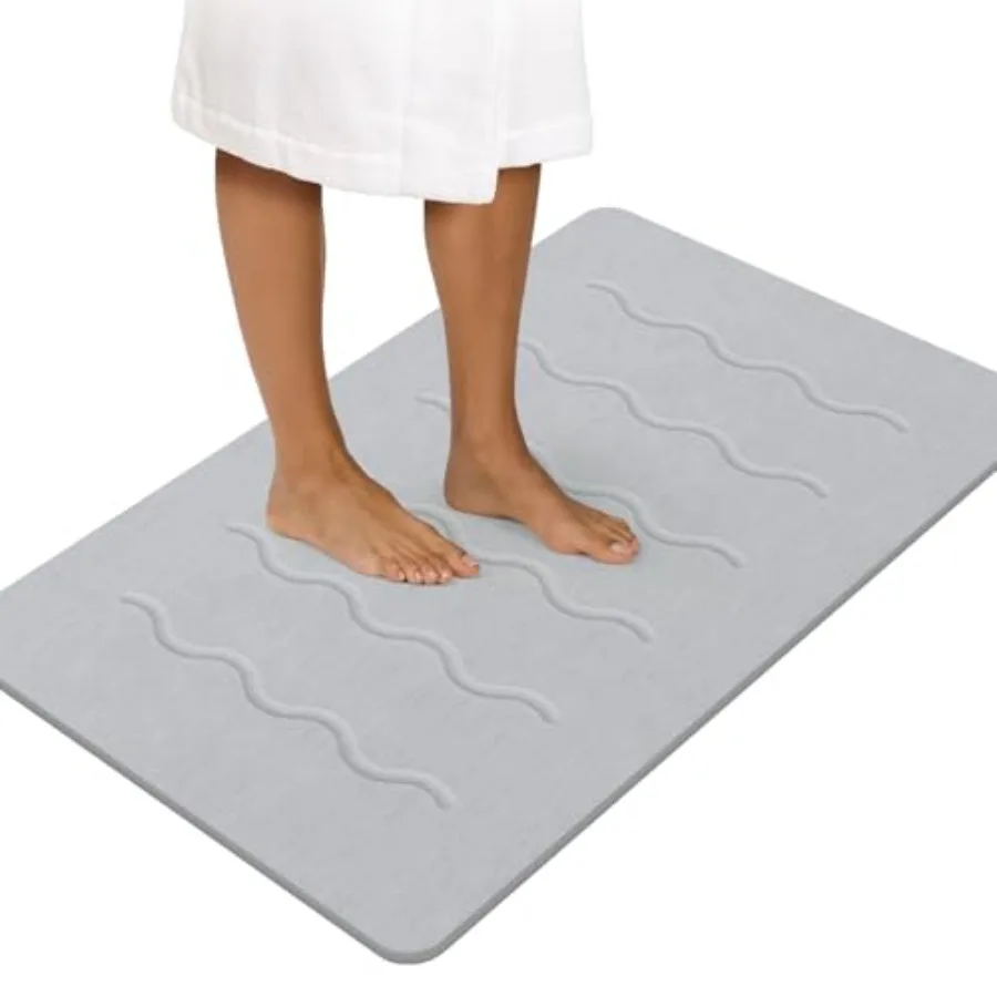 

32"x 20" Stone Bath Mat Large Diatomaceous Earth Bath Mat for Bathroom Quick Drying Absorbing Long Non-Slip Diatomite Hard Ston