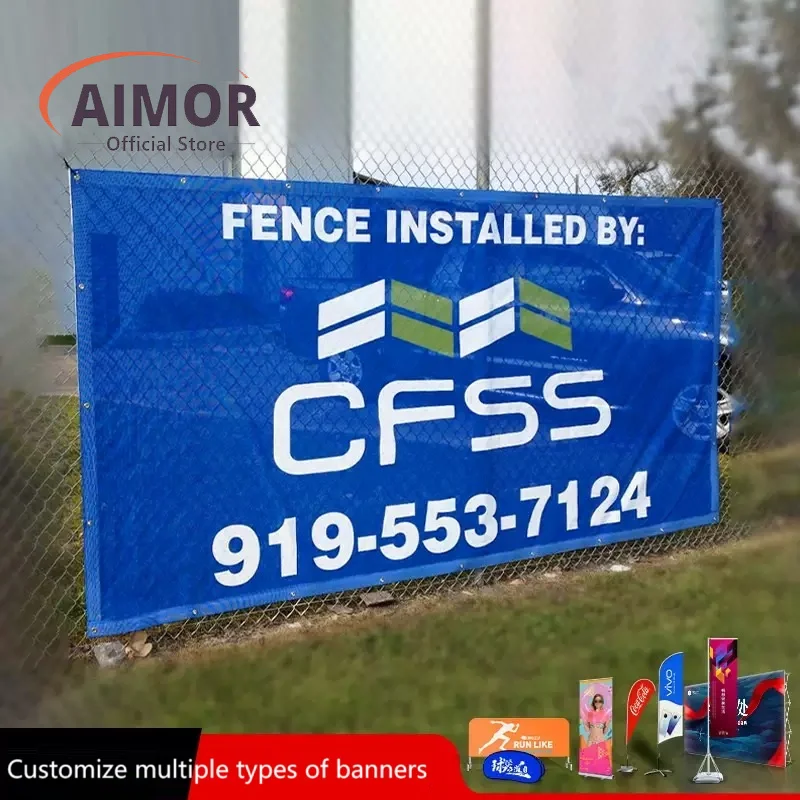 AIMOR Propagate Customized Printing Outdoor windproof banner  Event Advertising Fabric Fence Mesh Rain and sun protectio