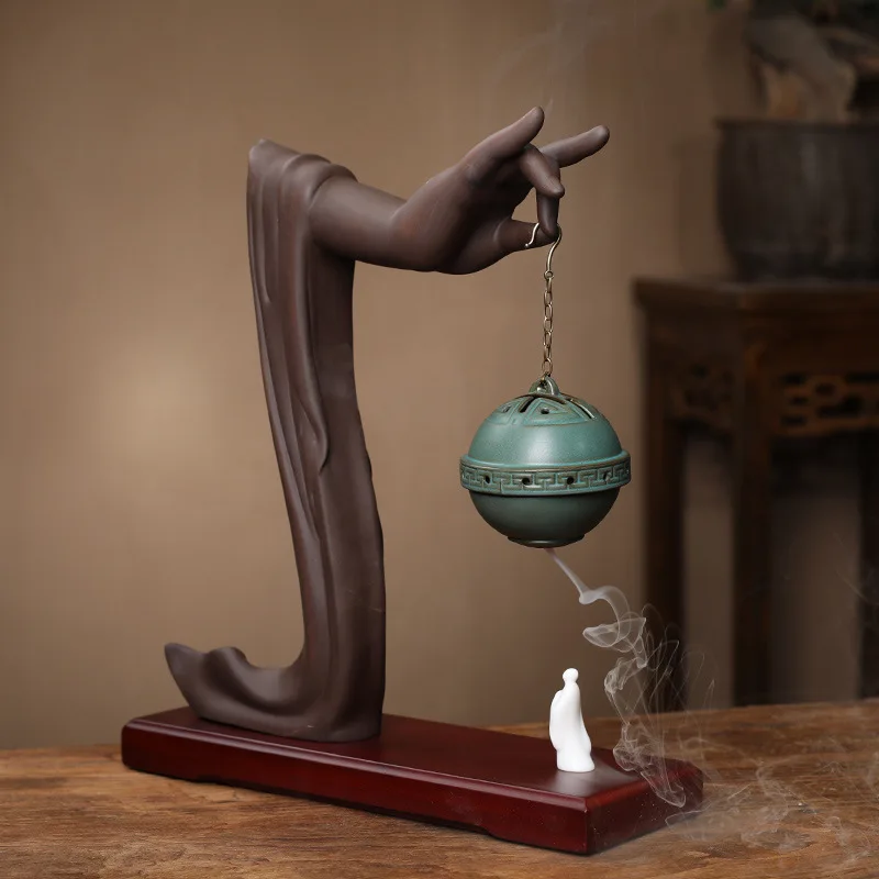 Purple Clay Ceramic Coil Backflow Dual-use Incense Burner Creative Ornament Available fo