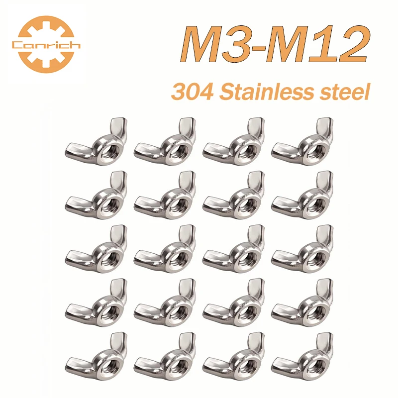 Wing Nuts Butterfly Nuts M3 M4 M5 M6 M8 M10 M12 Wing Nuts 304 Stainless Steel Hand Tighten Wingnuts butterfly Nut DIN315