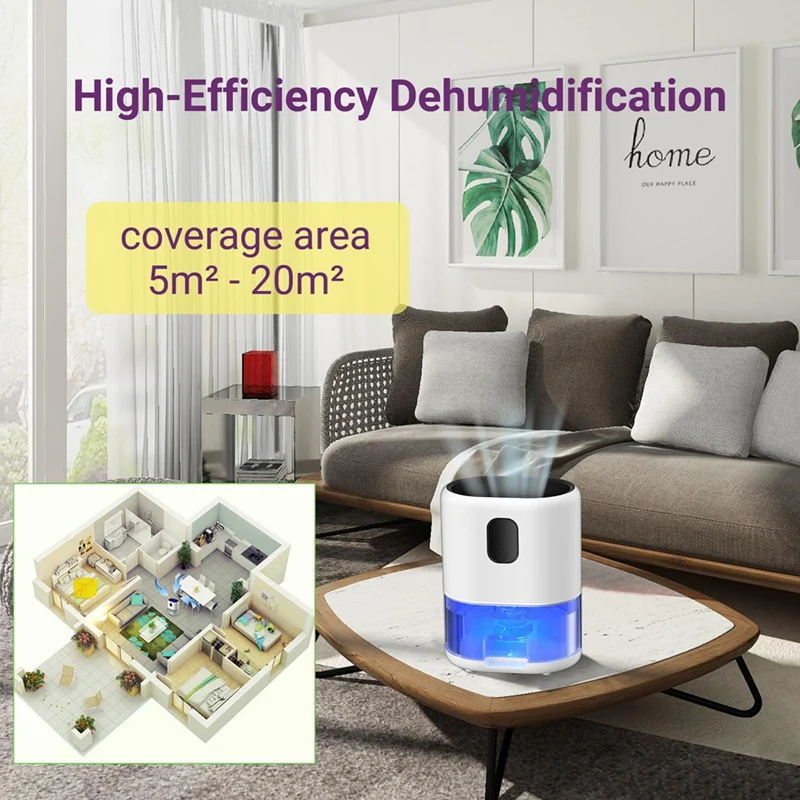 ABGR-Dehumidifier For Home, Dehumidifiers With 7 Colorful Lights,1000ML Small Dehumidifier,Ultra Quiet Dehumidifiers EU Plug