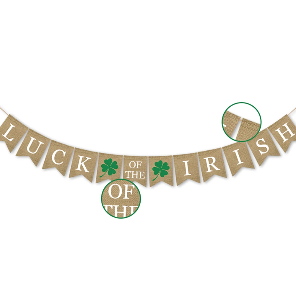 

St Patrick Decor Shamrock Bunting Burlap Banner Garland Banner Lucky Irish Party Supplies Four Leaf Clover Flags