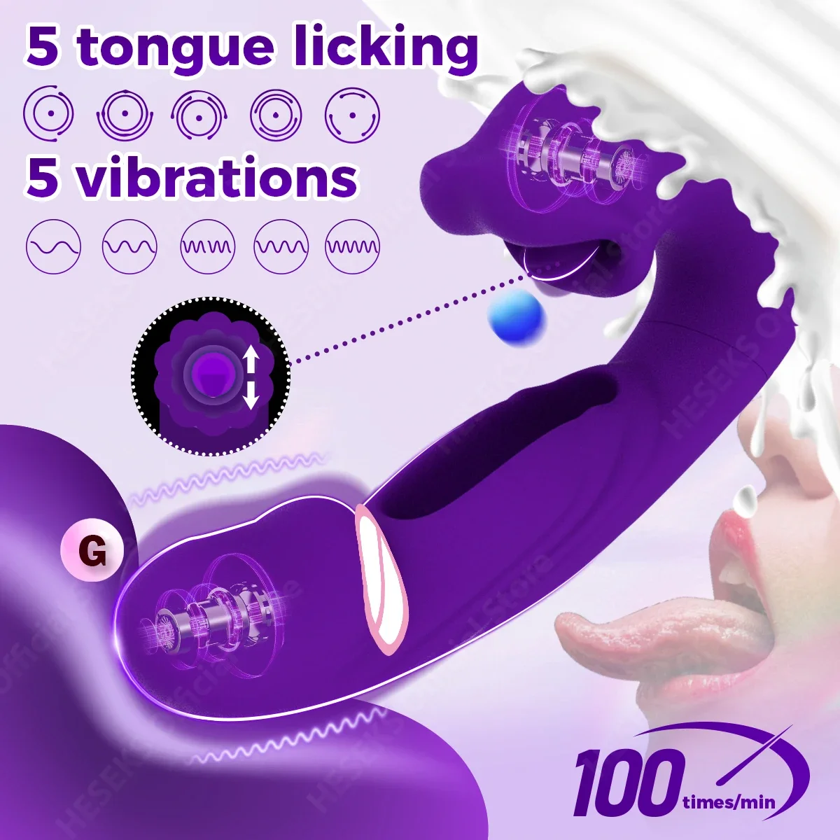 Vibrador 3 en 1 para lamer la lengua femenina, punto G, 5 frecuencias, 7 frecuencias, masaje Vaginal, hebilla de vibración, consolador, juguete Anal