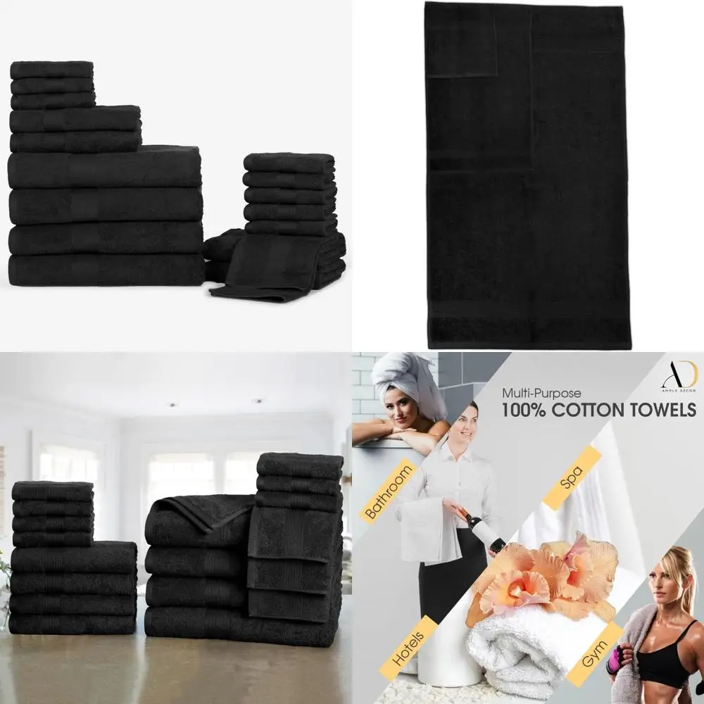 Set asciugamani di cotone di lusso: 4 asciugamani, 4 asciugamani da bagno, 10 salviette - Certificato Oeko-Tex, 600 GSM, 100% cotone, alta assorbimento