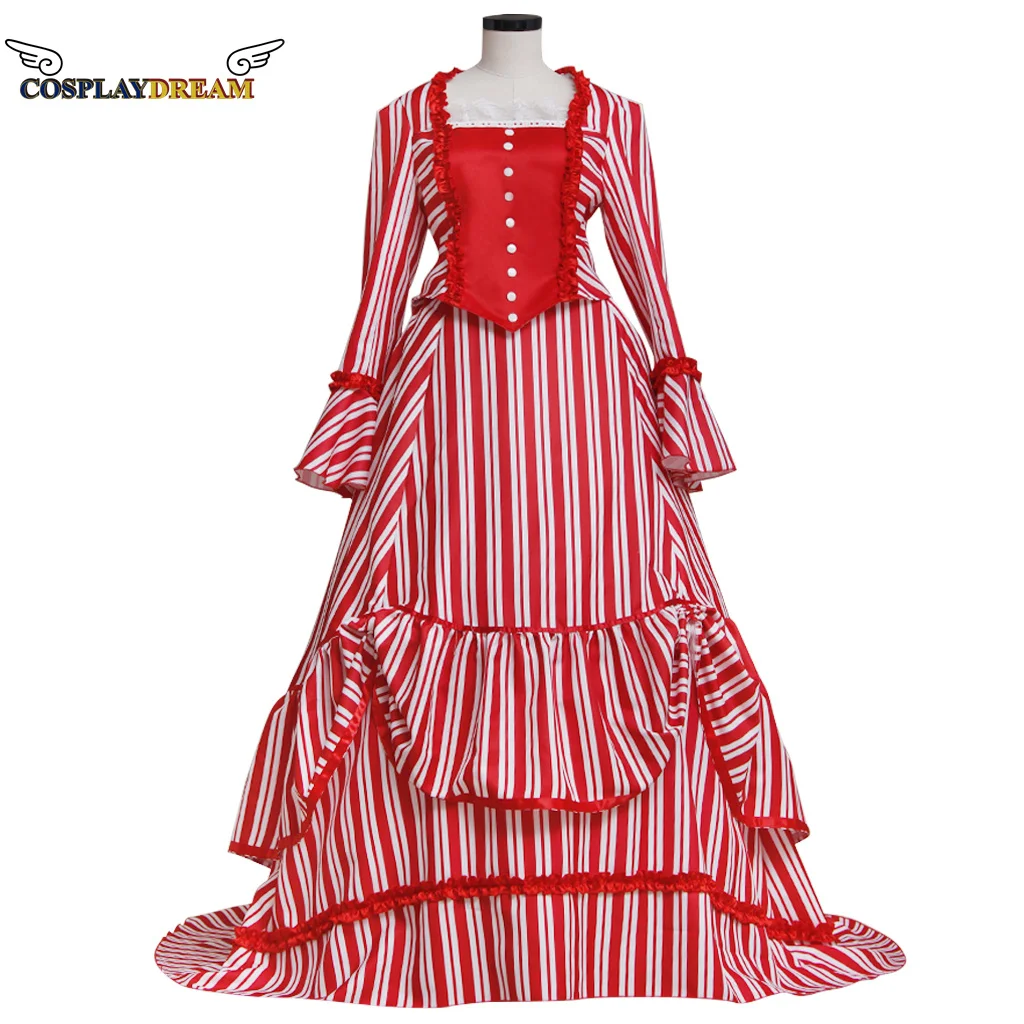 

Sweeney Todd Mrs. Lovett's Red Striped Dress cosplay Costume medieval victorian ball gown halloween cosplay costume