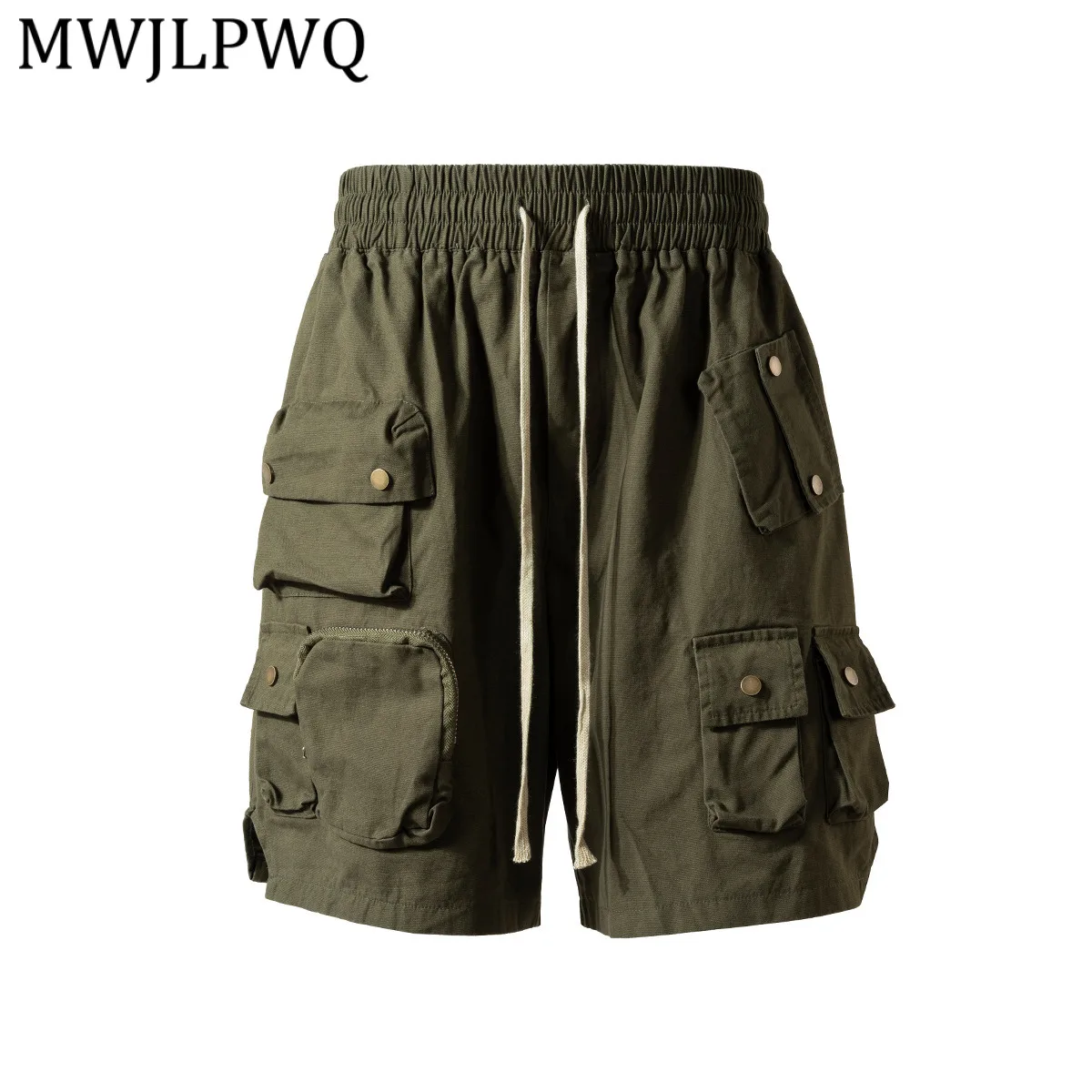 

MWJLPWQ American High Street Trend Cargo Shorts Men's Washed Vintage Multi-Pocket Tactical Five Pants 2026 Spring Summer 13133