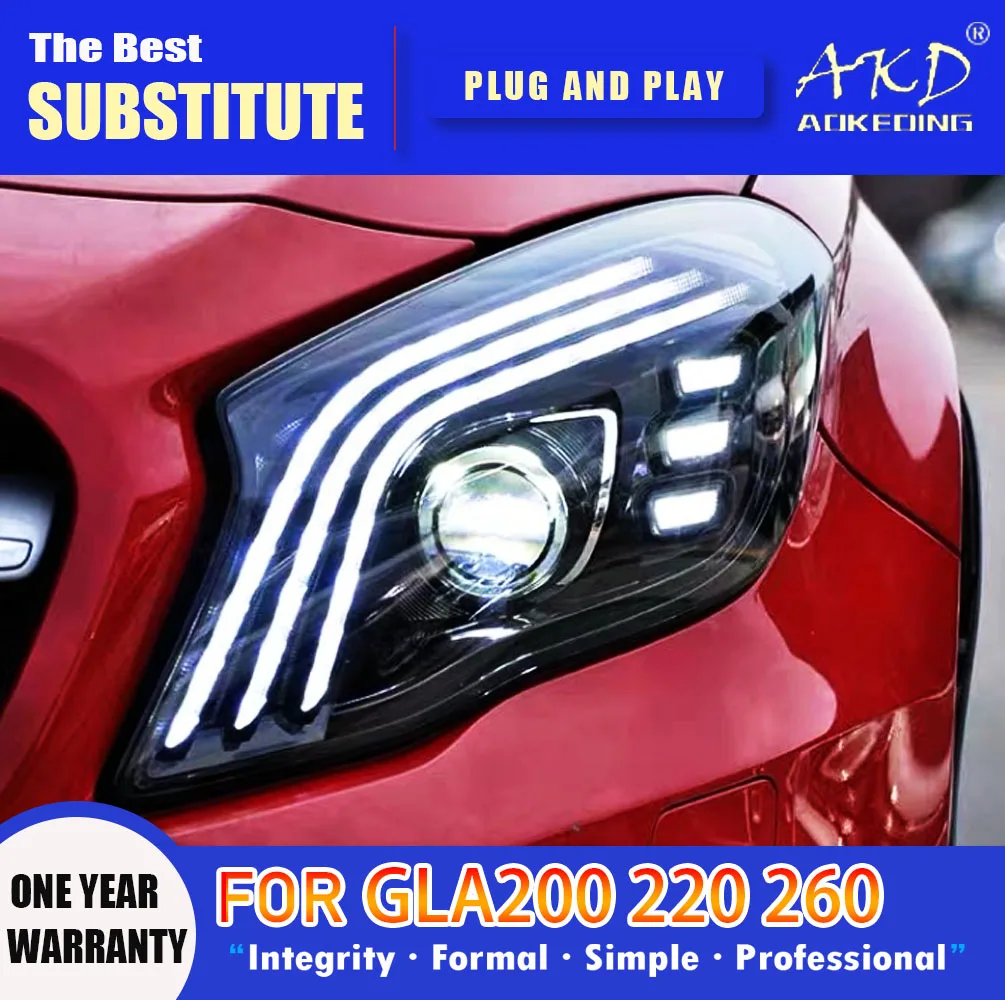 AKD Head Lamp for Benz GLA LED Headlight 2016-2020 Headlights GLA200 GLA300  DRL Turn Signal High Beam Angel Eye Projector Lens