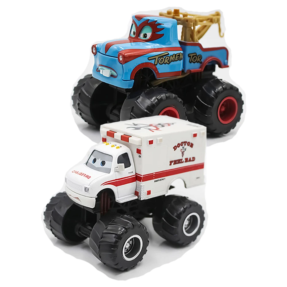 Original Pixar Cars High Foot Car Series Anime Figures Tormentor Mater Rastacarian Dr.Feel Bad Model Toys Child Birthday Gifts