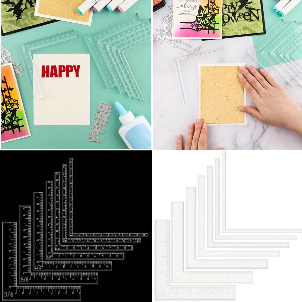 

7pcs/set Acrylic Creative Positioning Tools Positioner Kit For Scrapbooking Card Precision Positioning And Layering,Card Corners