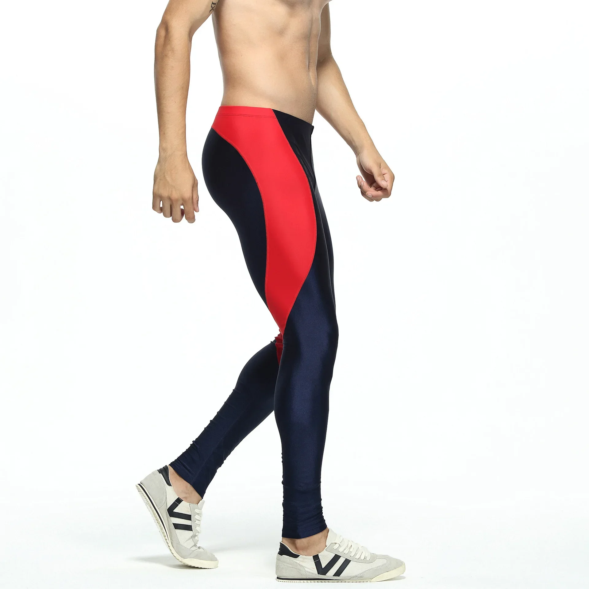 Pantalones ajustados para hombres jóvenes, pantalones deportivos elásticos bloqueados, Leggings de lencería de fondo largo de cintura baja para adolescentes, ropa elástica