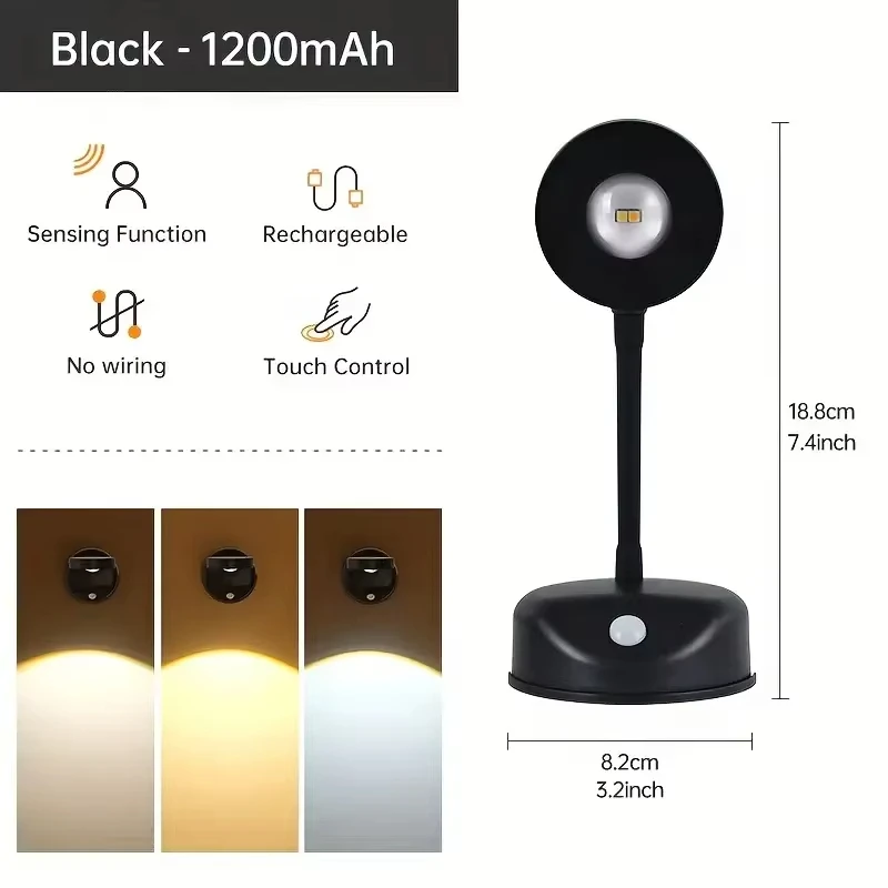 GGbingo USB Rechargeable Wireless Wall Light with Intelligent Human Sensing Dimmable LED Spotlight for Artistic Painting Display
