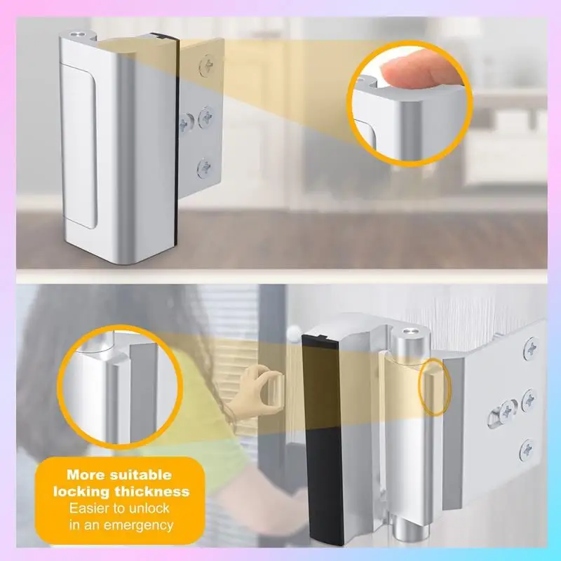 

AB25-1Pack Door Reinforcement Lock With Screws Security Door Lock Home Proof Door Stopper Silver