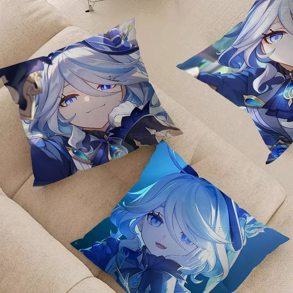 Anime Genshin Impact Badge Cute Girl Furina Lucky Dragon pillow cover sofa cushion cover home room decoration children gift