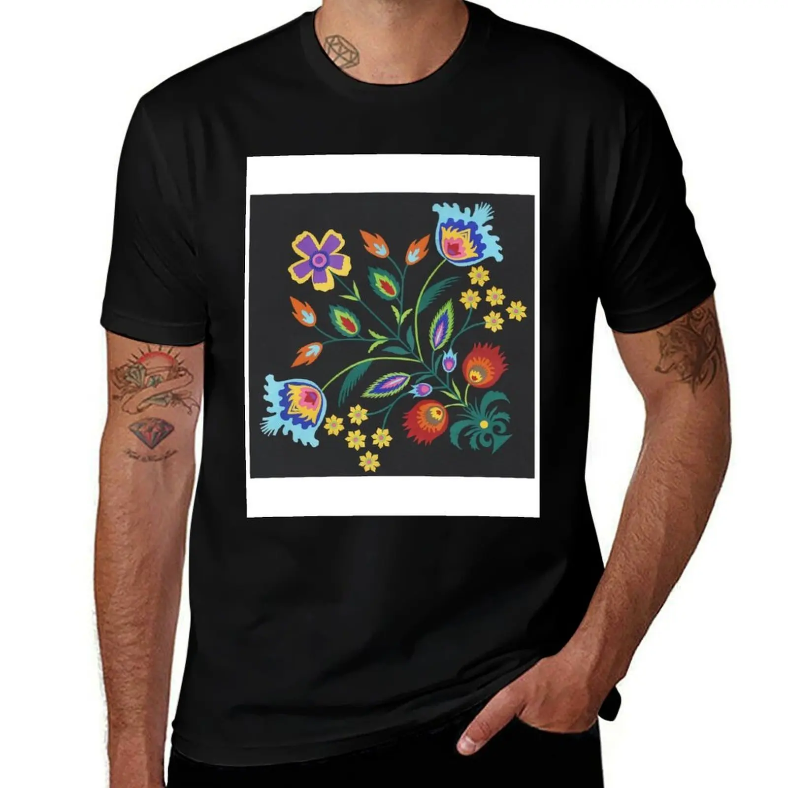 

wycinanki pattern 1 T-Shirt man t shirt cotton t shirts for man pack white