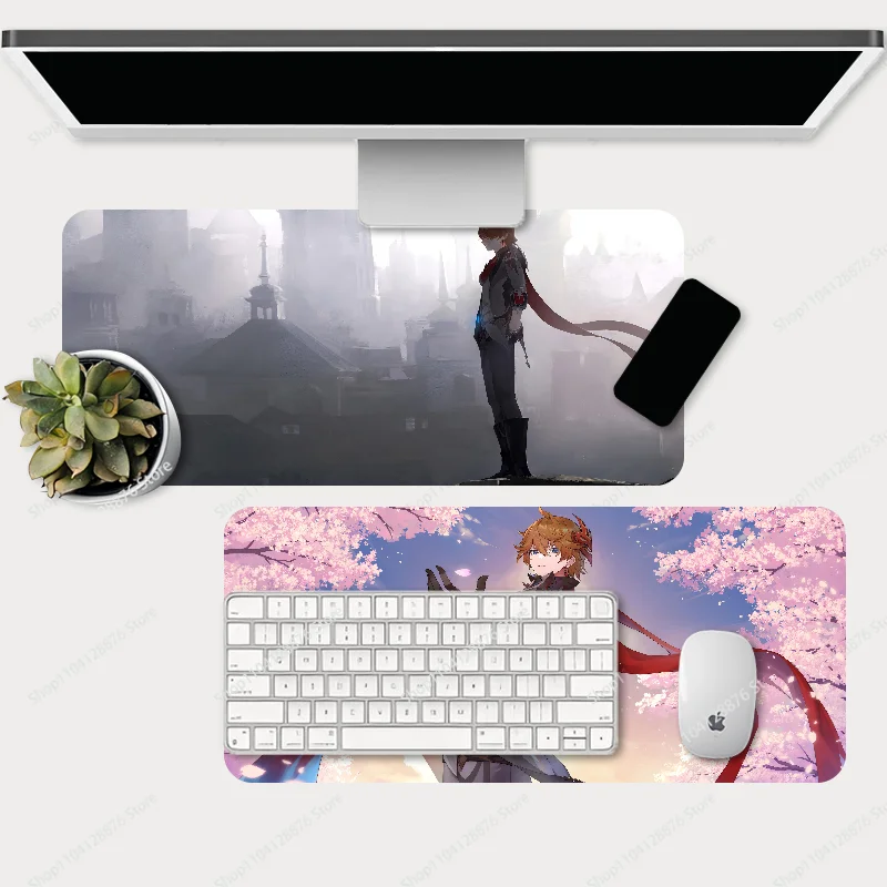 Game Genshin Character Tartaglia Mousepad Gaming Mouse pad Gamer Pc Accessories Deskmat Keyboard Mat Desk Protector Mause Pads