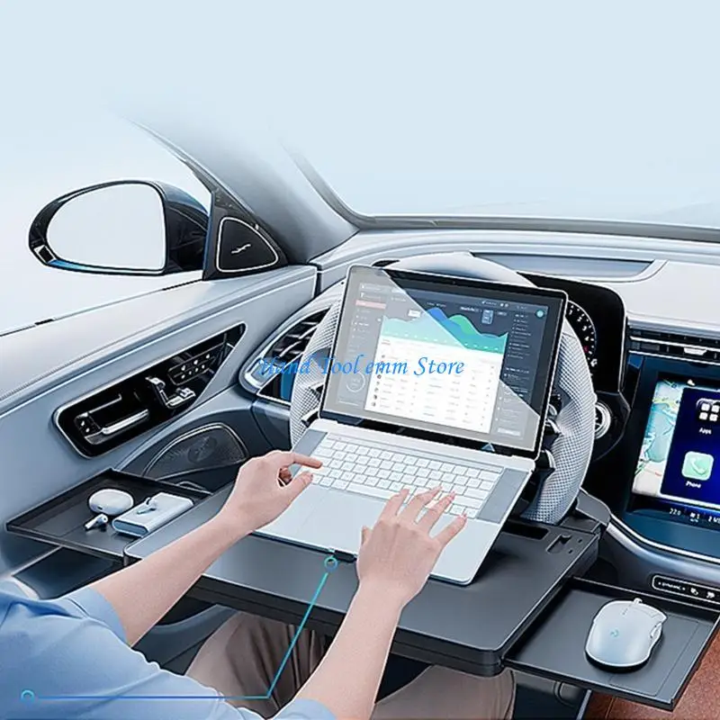 H37F Adjustable Steering Wheel Car Desk Table Foldable Portable for Office and Dining Support Laptop Tablet 5kg ABS Materials