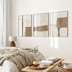 3 Pcs/Set Modern Brown Beige Abstract Mural Wall Art Canvas Poster, Minimalist Shape Poster, Living Room, Bedroom, Office Home