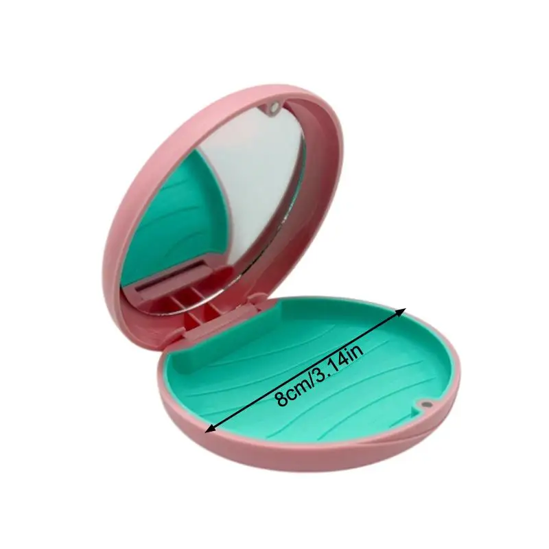 (.) Portable Dental Invisible Bracess Retainer Case Magnetic Mouth Guard Denture Storage Box Tooth Case With Mirror Travel