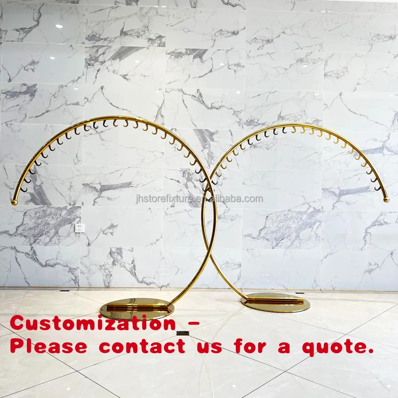 

Изготовление на заказ. Прямые продажи с фабрики. Круглая золотая вешалка для одежды. Стойка для демонстрации одежды в бутике. Островная вешалка для детской спортивной одежды.