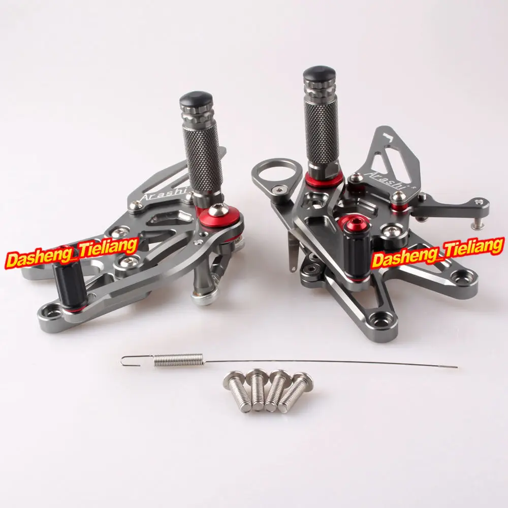 CNC Aluminum Motorcycle Rearset Footrest Adjustable Foot Pegs Footpegs For BMW S 1000RR 2009 2010 2011 2012 2013 2014 Gray 1Pair