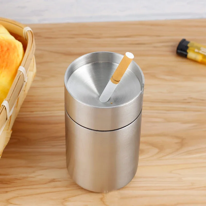 

Portable Car Ashtray with Lid Detachable Tobacco Ash Container Stainless Steel Smokeless Ashtray Smoking Accessories