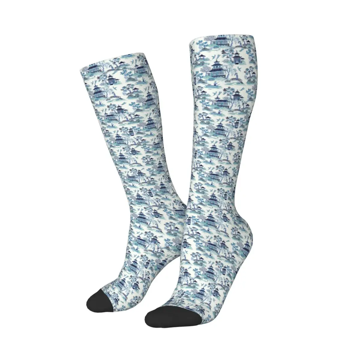 

Blue Willow Chinoiserie Socks Harajuku Stockings All Season Long Socks Accessories for Unisex Gifts