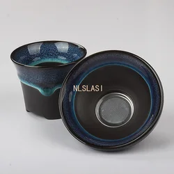 Creative Handmade Ceramic Tea Strainer Tea Leaking Holder Chinese Tea Set Supplies Blue Tea Filter Tea Ceremony Accessories