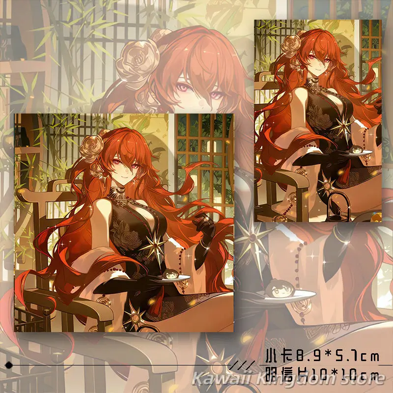 Wuthering موجات أوغوستا تأثيري الليزر تذكرة كتلة مفتاح سلسلة شارة بطاقة بريدية 6 قطعة/المجموعة التميمة طالب ملحق المشجعين هدية