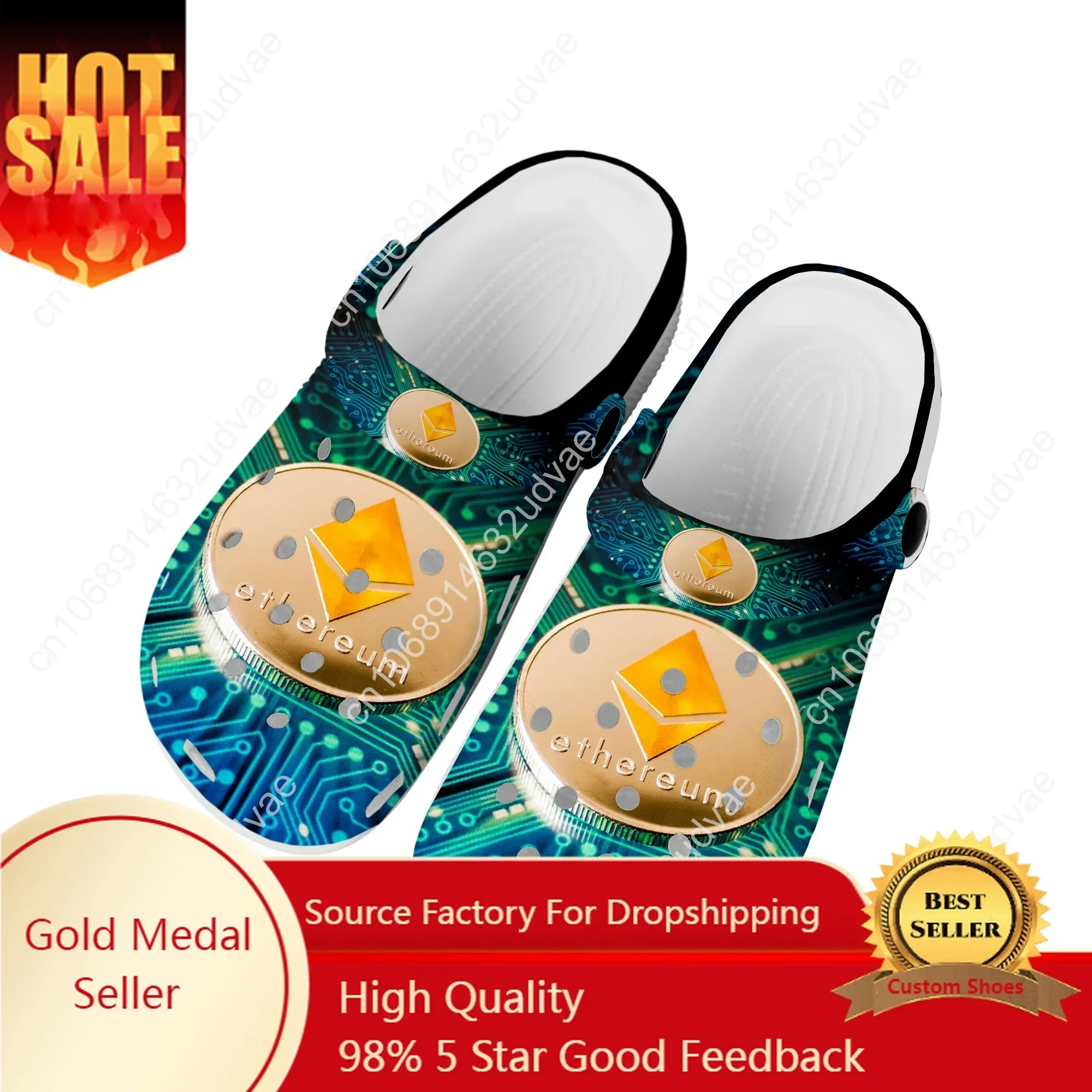 

Ethereum Cryptocurrency ETH Coin Miner Home Clogs Custom Water Shoes Mens Womens Teenager Shoe Garden Clog Beach Hole Slippers