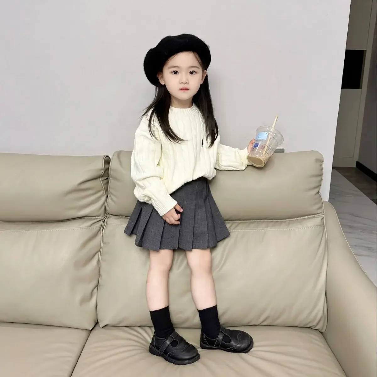 子供のための韓国スタイルのプリーツスカート,シンプルでカジュアルな服,新しい,秋,2022