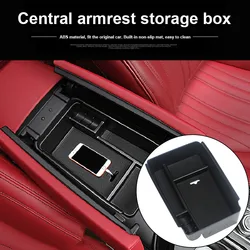 Central Armrest Storage Box Cover Trim ABS Car Organizer for Maserati Ghibli Levante