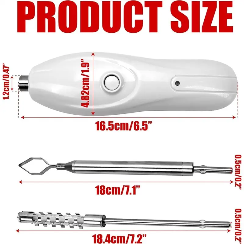 Picture 7: A74G-Corer Tool Portable Vegetable Corer Cordless,Electric Scraping Scale Machine With 2 Cutter,Stainless Steel Fruit Digging