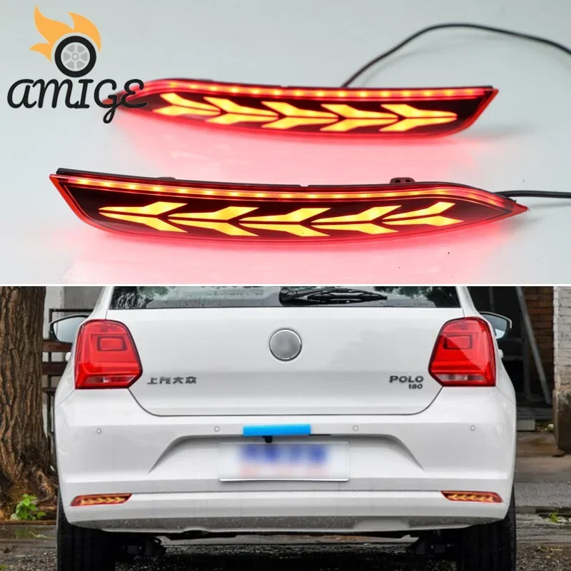 

Car LED Rear Indicator Lights For Volkswagen Polo 2014 2015 2016 2017 2018 Reflector Bumper Lamp Taillights Backup Brake Light