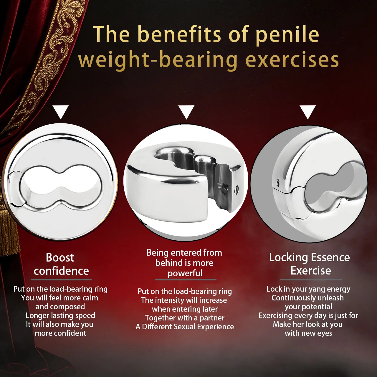 QKKQ Stainless Steel Testicle Stretcher Rings Dick Bondage Penis Ring Cock Restraint Cock Weighted Exercise Men Intimate Games view 3