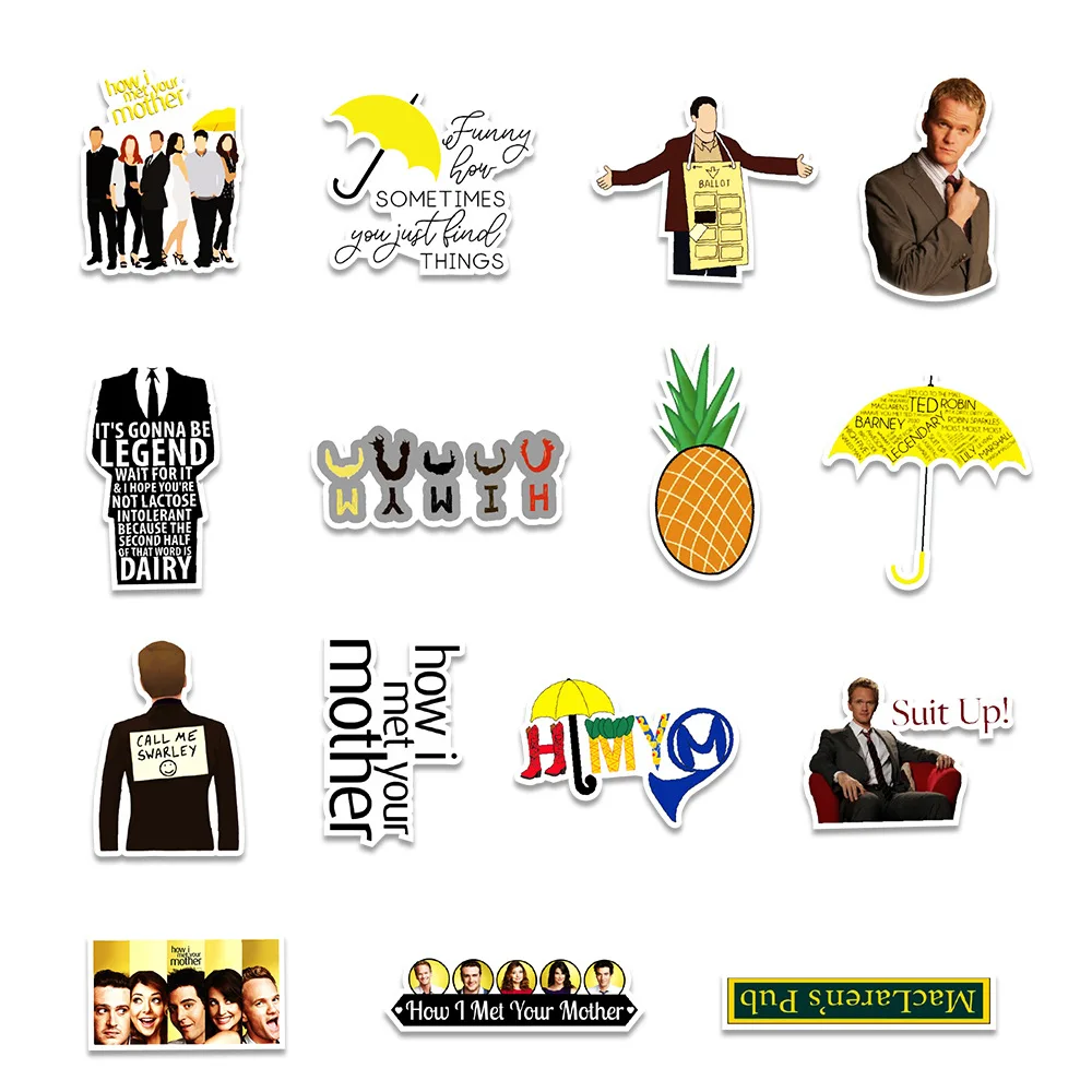 10/30/50pcs TV Show How I Met Your Mother Stickers DIY Scrapbooking Phone Stationery Waterproof Cute Cartoon Decals Toys