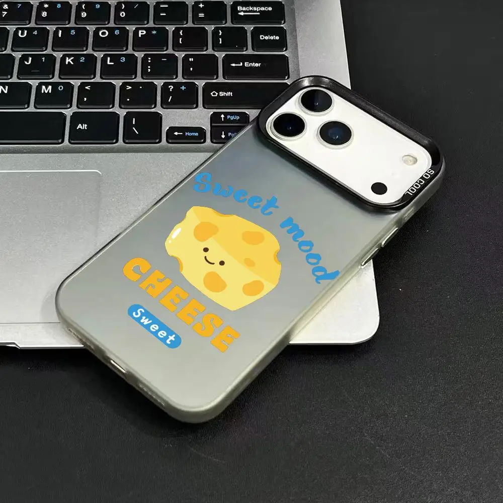 Custodia per telefono con cibo simpatico cartone animato per iPhone 17 16 15 14 13 12 11 Pro Max Nero Viola Opaco Laser Metallico Aurora Funda