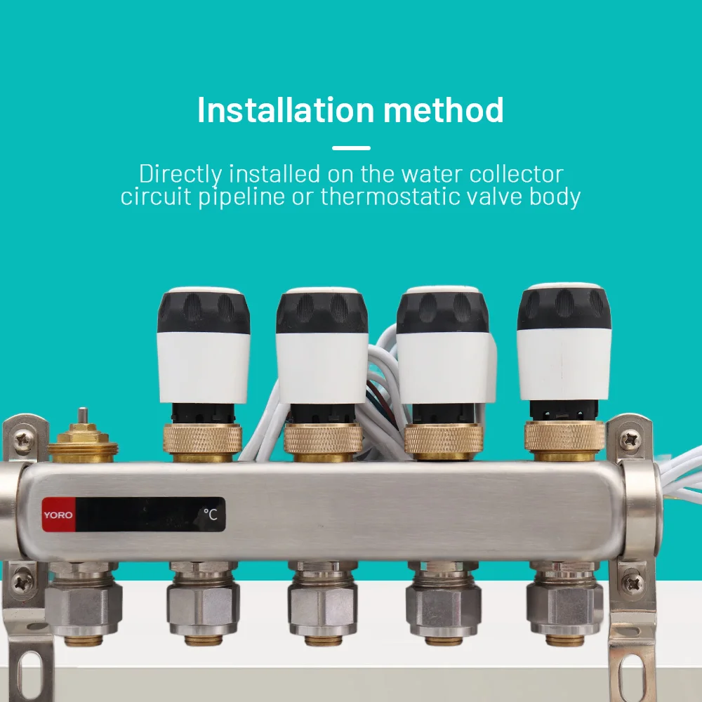 Katup pemanas lantai NC AC 230V, aktuator termal listrik berlipat ganda untuk termostat pemanas bawah lantai