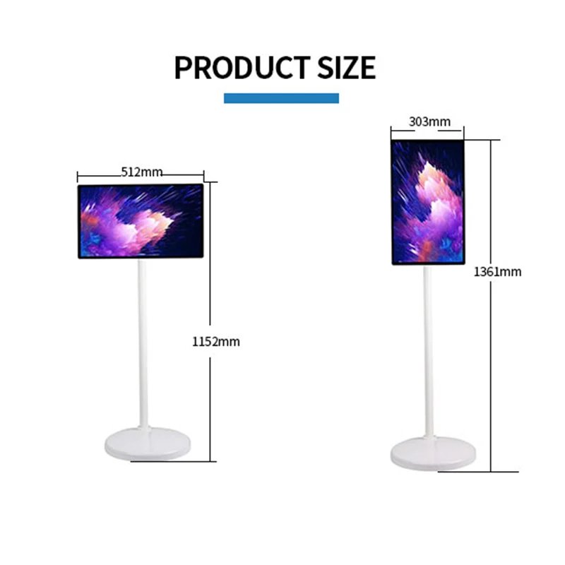 32 Inch LCD Portable Smart Television 4K 8K Display Wireless Vertical Mini Mobile TV LED Screen Panel Display for Home Office