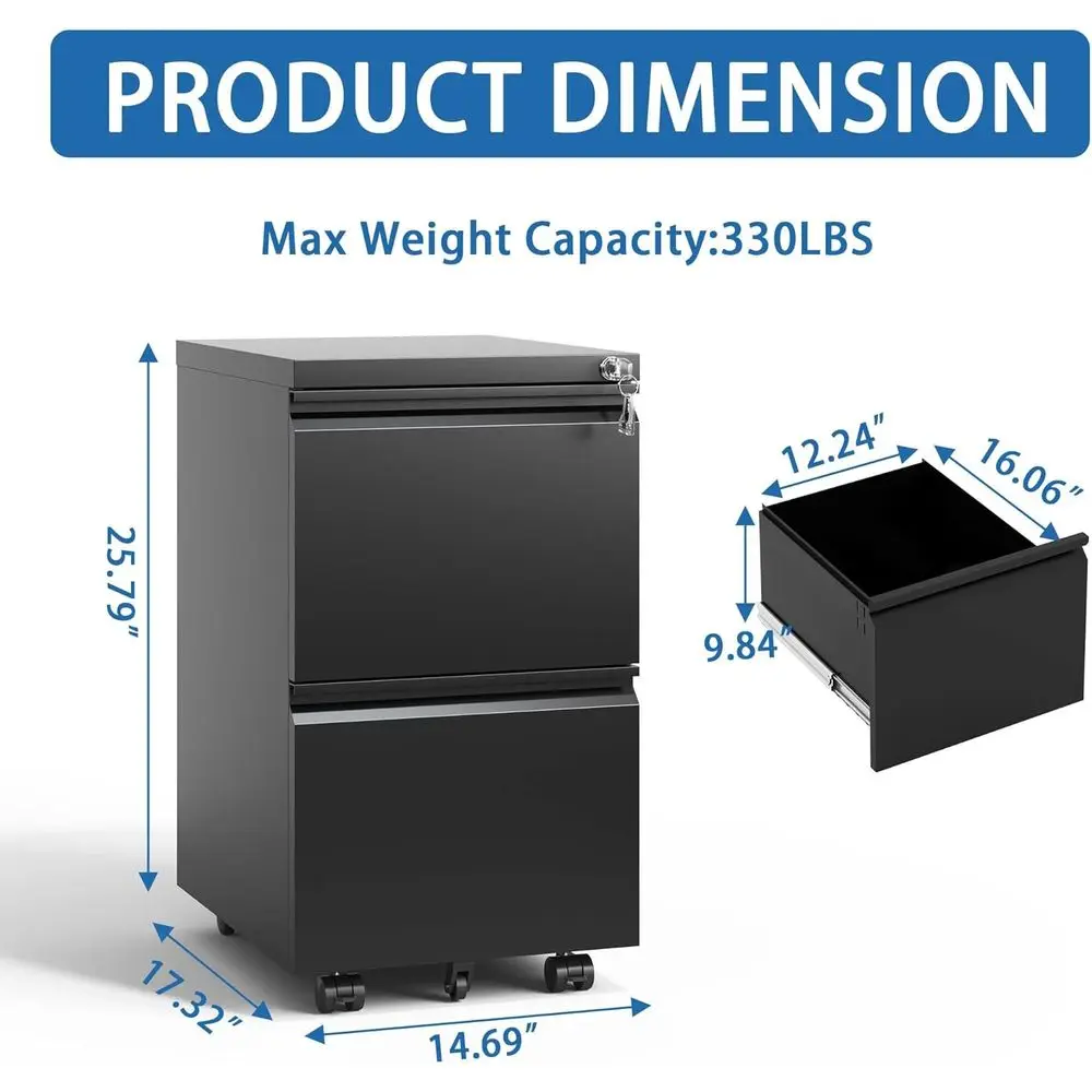 خزانة تخزين مكتبية معدنية متنقلة بعجلات، متدحرجة تحت المكتب، مناسبة لملفات القانونية/الحروف