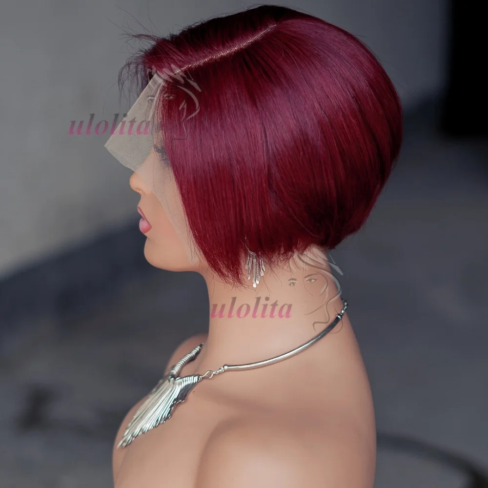 99JPixie Cut 13x4 Transparente Lace-Front-Perücken für Frauen, kurze Bob-Perücke, Inidan, vorgezupfte Lace-Frontal-Perücke aus Echthaar, 200 Dichte – Detail 10