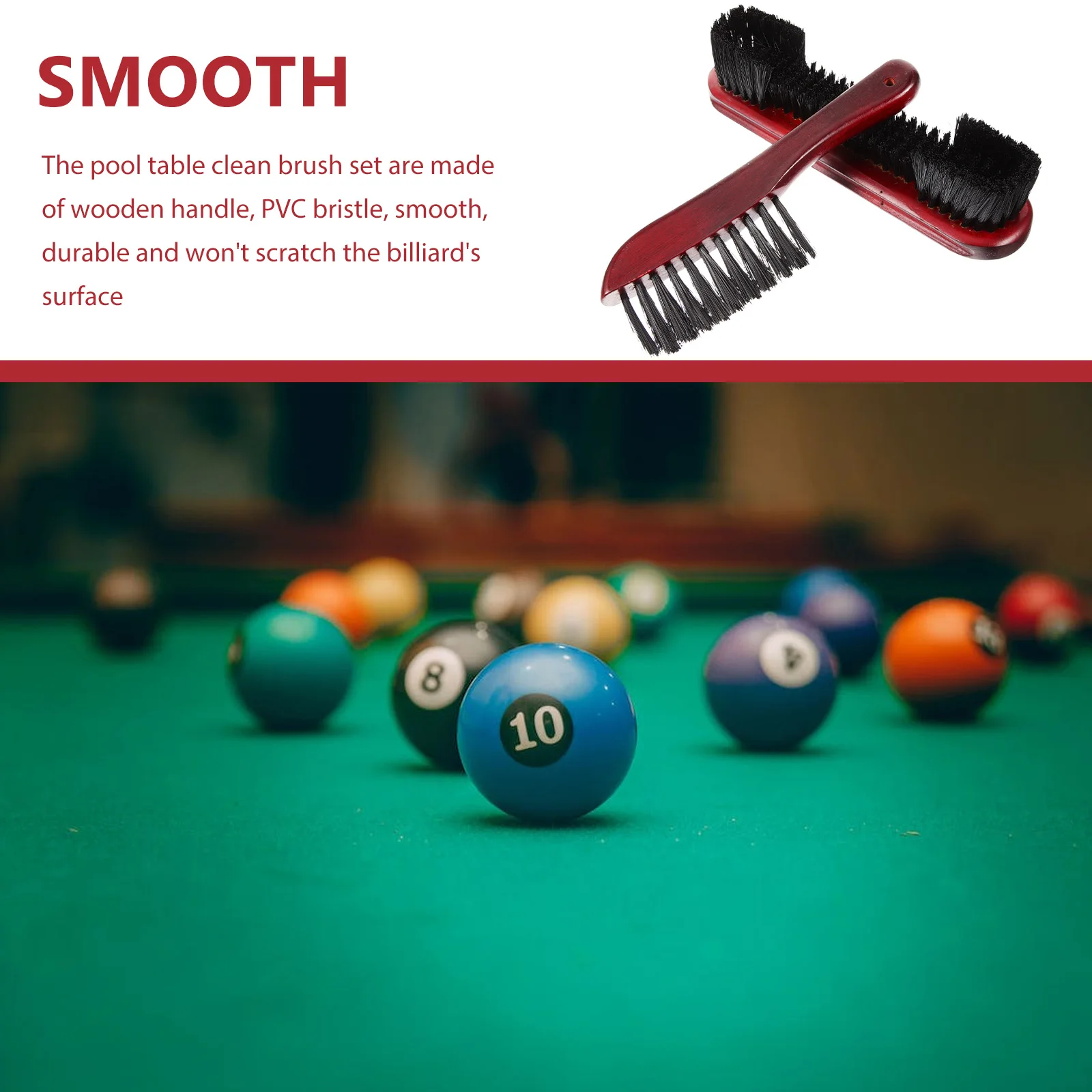 

2Pcs Pool Table Brush Set Wooden Handle Multipurpose Billiards Cleaner Club Use Pool Table Cleaning Tool Accessories